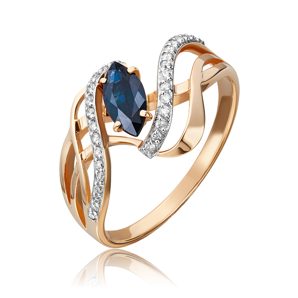 Кольцо из красного золота с сапфиром и бриллиантами 01-0359-00-105-1110-30