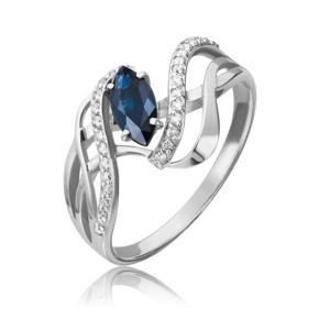 Кольцо из белого золота с сапфиром и бриллиантами 01-0360-00-105-1120-30