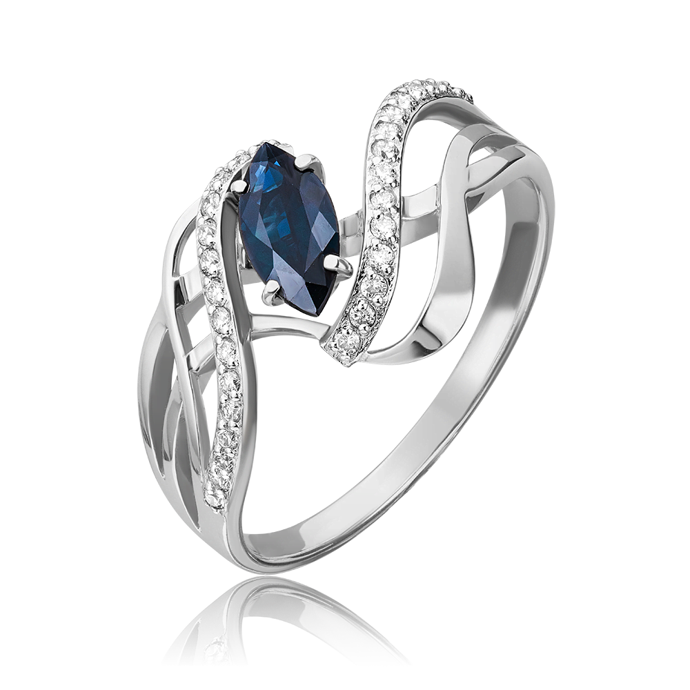 Кольцо из белого золота с сапфиром и бриллиантами 01-0360-00-105-1120-30