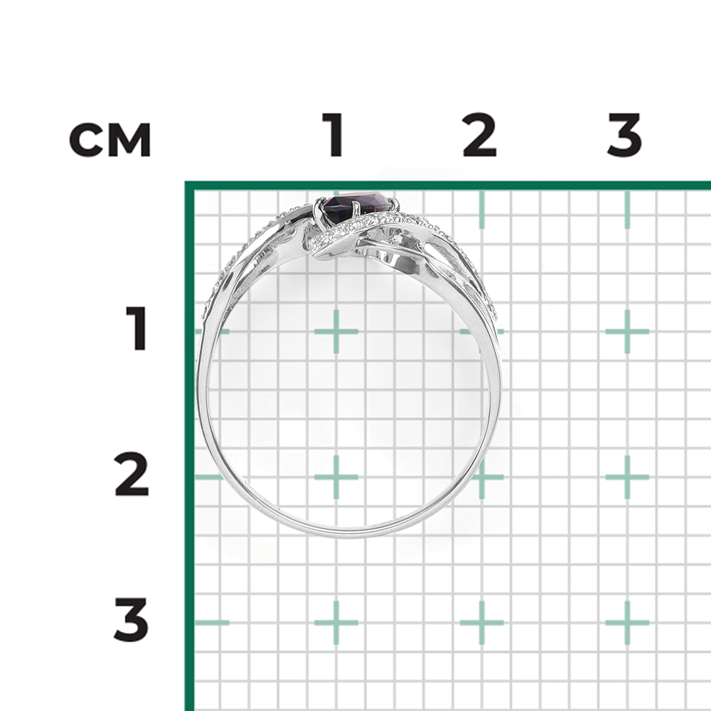 Кольцо из белого золота с сапфиром и бриллиантами 01-0360-00-105-1120-30