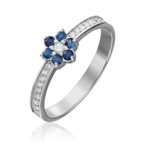 Кольцо из белого золота с бриллиантами и сапфирами 01-0362-00-105-1120-30