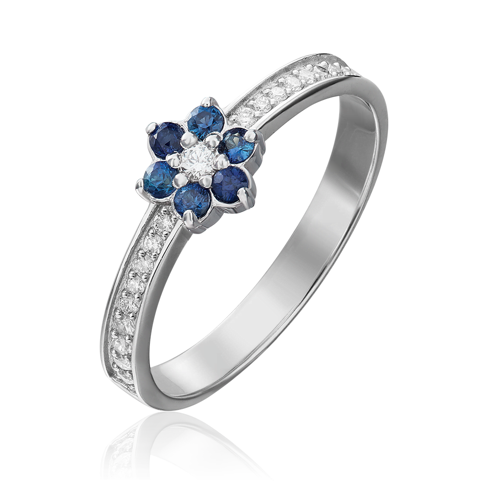 Кольцо из белого золота с бриллиантами и сапфирами 01-0362-00-105-1120-30