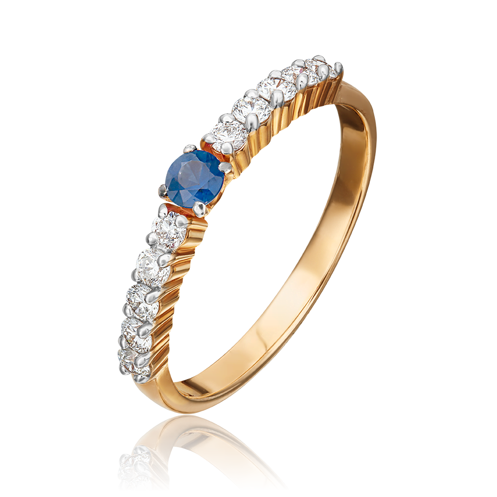 Кольцо из красного золота с сапфиром и бриллиантами 01-0369-00-105-1110-30