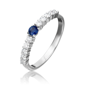 Кольцо из белого золота с сапфиром и бриллиантами 01-0370-00-105-1120-30