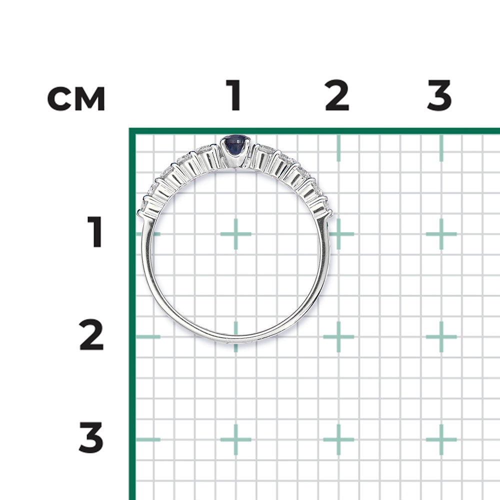 Кольцо из белого золота с сапфиром и бриллиантами 01-0370-00-105-1120-30