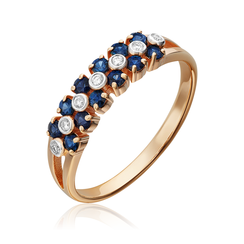 Кольцо из красного золота с сапфирами и бриллиантами 01-0371-00-105-1110-30