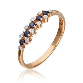 Кольцо из красного золота с сапфирами и бриллиантами 01-0373-00-105-1110-30