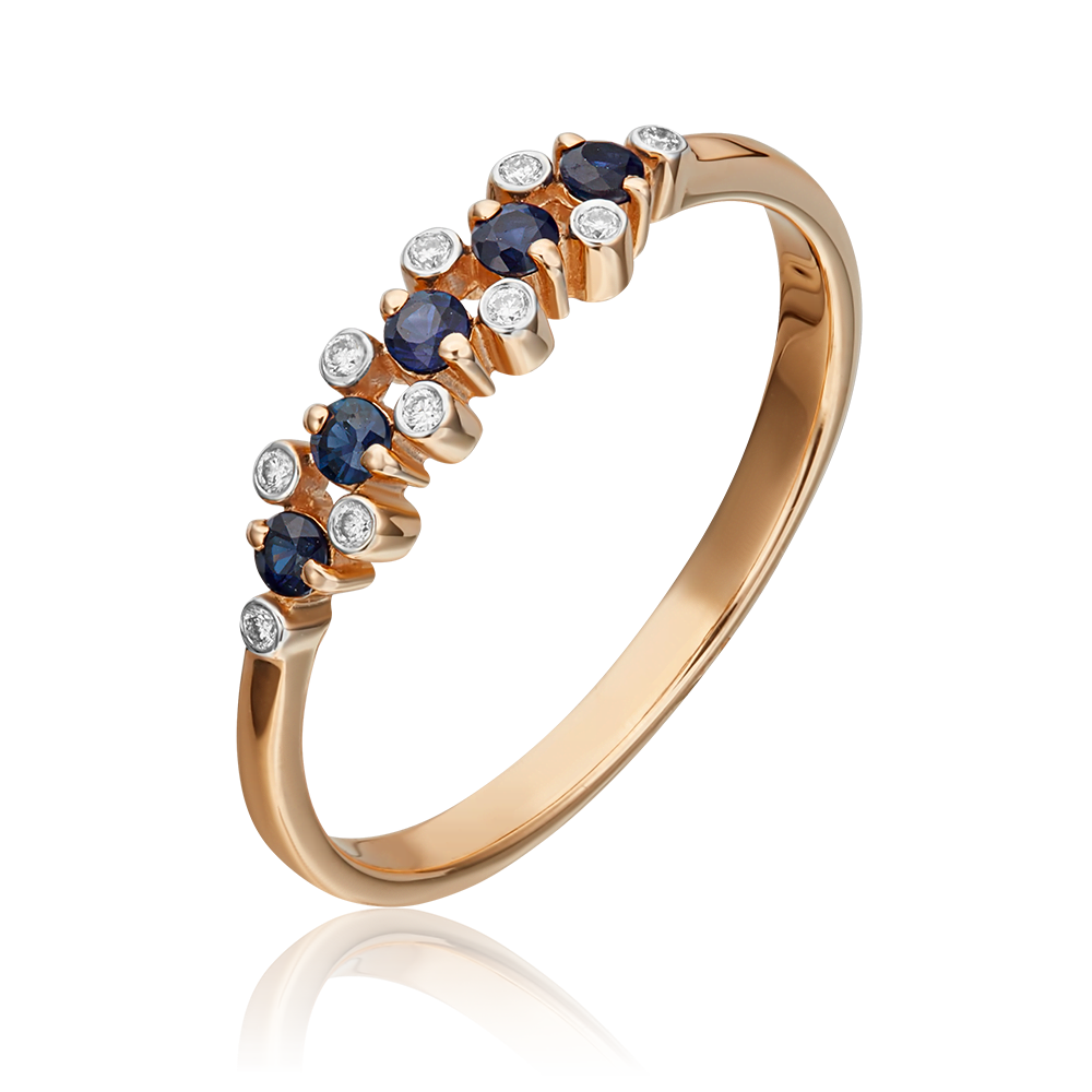 Кольцо из красного золота с сапфирами и бриллиантами 01-0373-00-105-1110-30