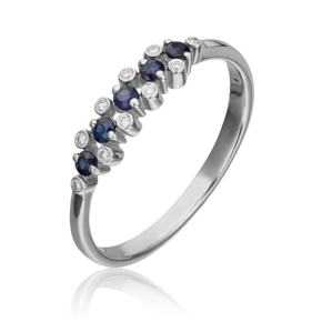 Кольцо из белого золота с сапфирами и бриллиантами 01-0374-00-105-1120-30