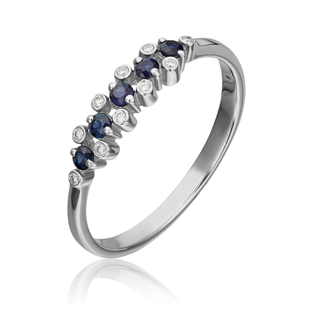 Кольцо из белого золота с сапфирами и бриллиантами 01-0374-00-105-1120-30