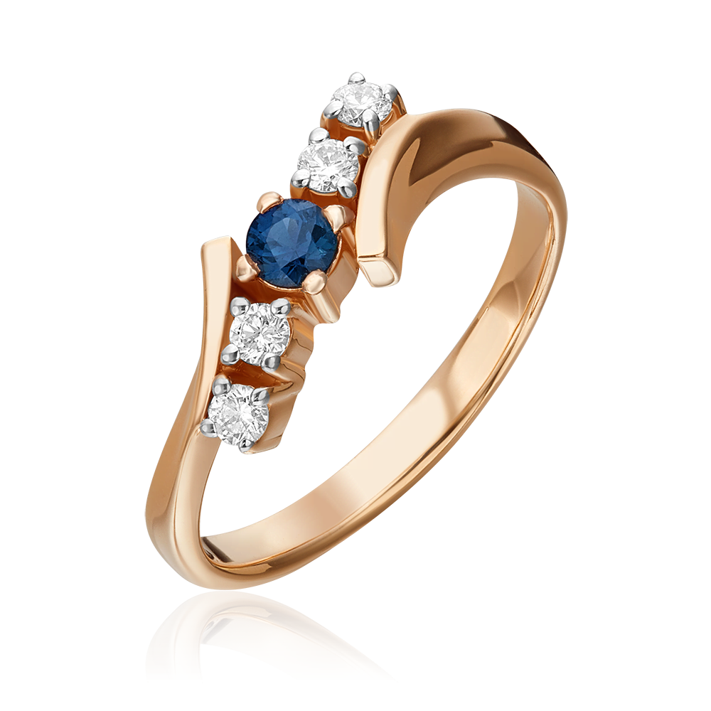Кольцо из красного золота с сапфиром и бриллиантами 01-0377-00-105-1110-30