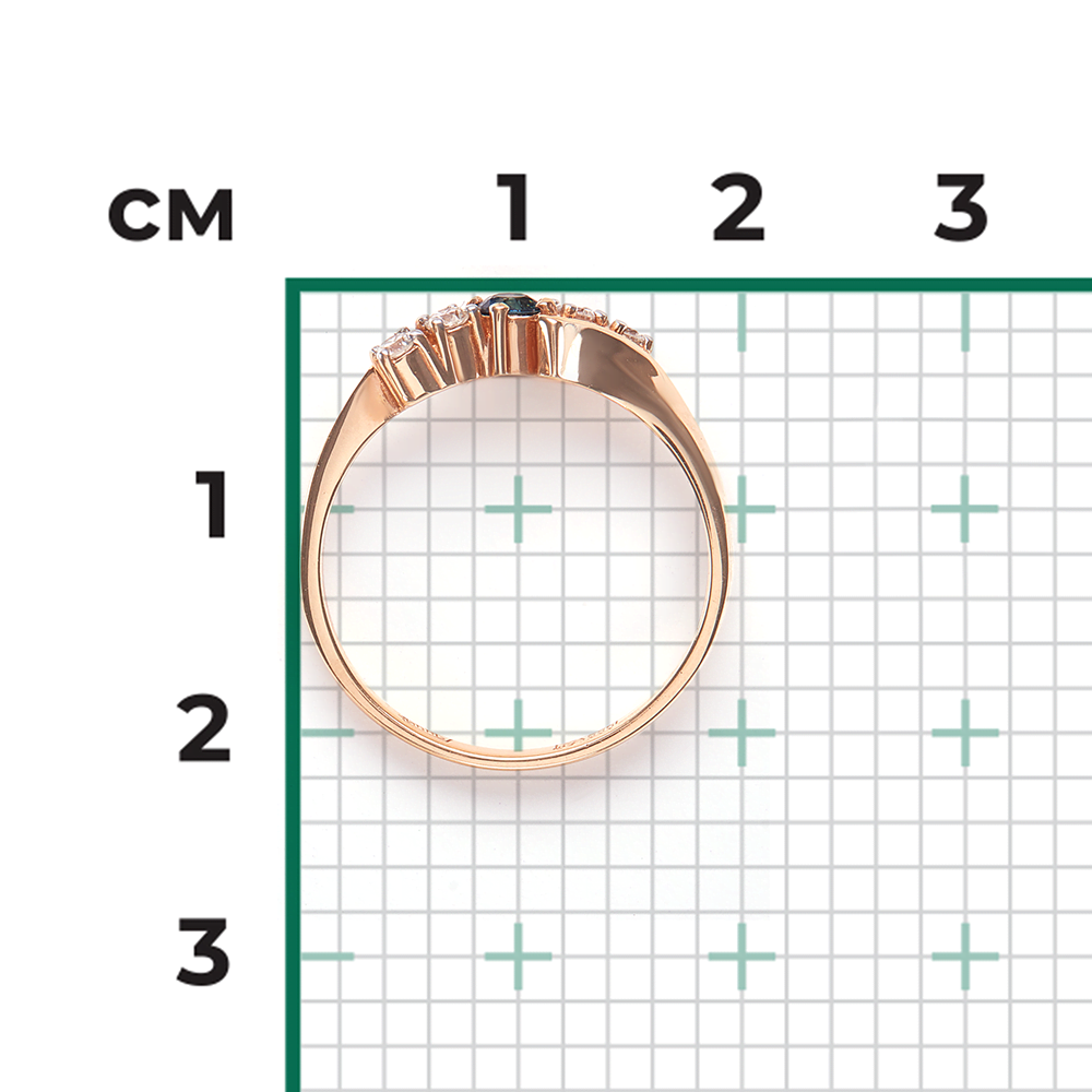 Кольцо из красного золота с сапфиром и бриллиантами 01-0377-00-105-1110-30
