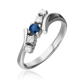 Кольцо из белого золота с сапфиром и бриллиантами 01-0378-00-105-1120-30