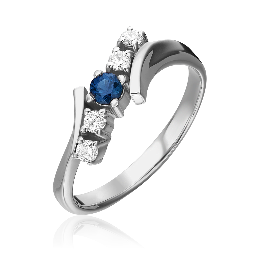 Кольцо из белого золота с сапфиром и бриллиантами 01-0378-00-105-1120-30