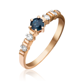 Кольцо из красного золота с сапфиром и бриллиантами 01-0381-00-105-1110-30