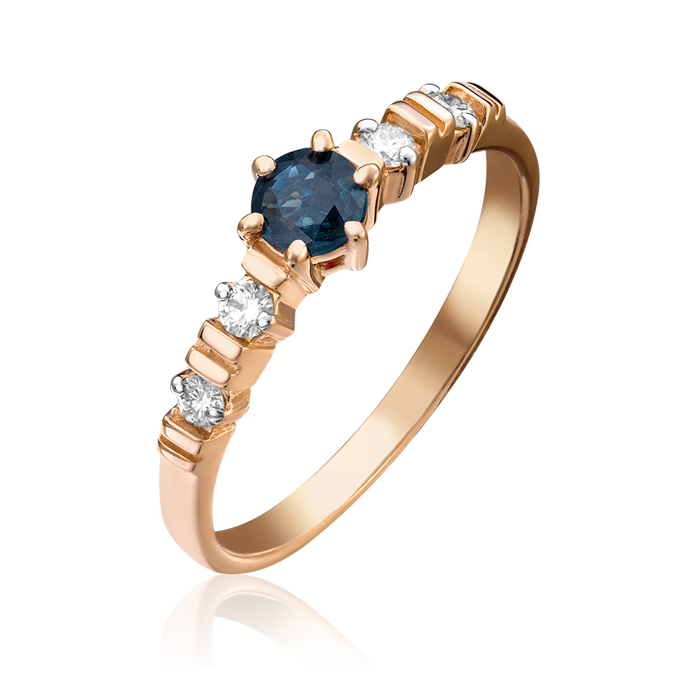 Кольцо из красного золота с сапфиром и бриллиантами 01-0381-00-105-1110-30