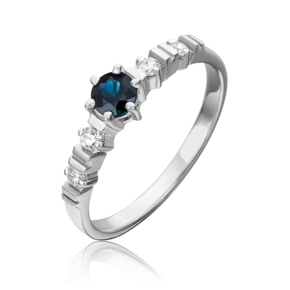 Кольцо из белого золота с сапфиром и бриллиантами 01-0382-00-105-1120-30