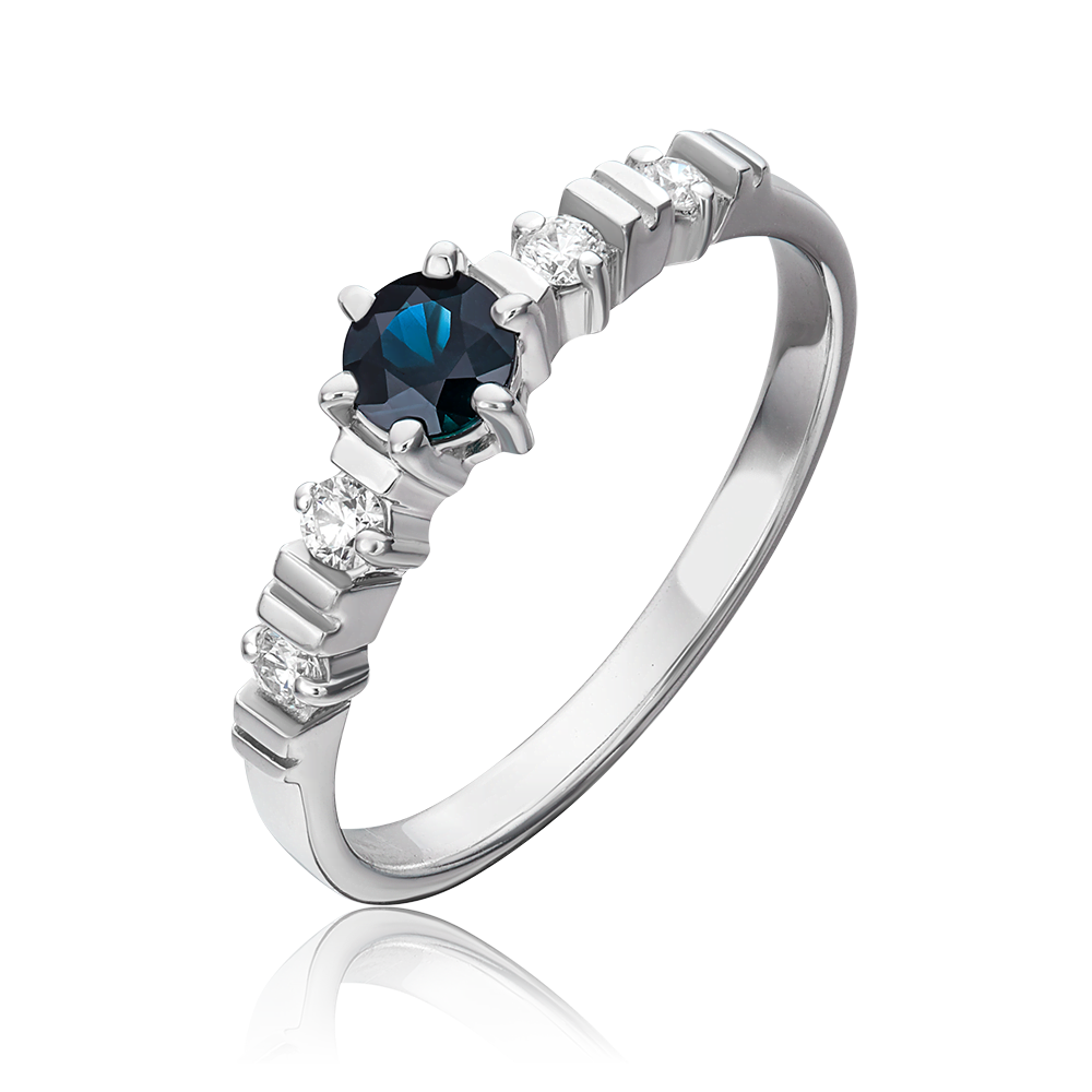 Кольцо из белого золота с сапфиром и бриллиантами 01-0382-00-105-1120-30
