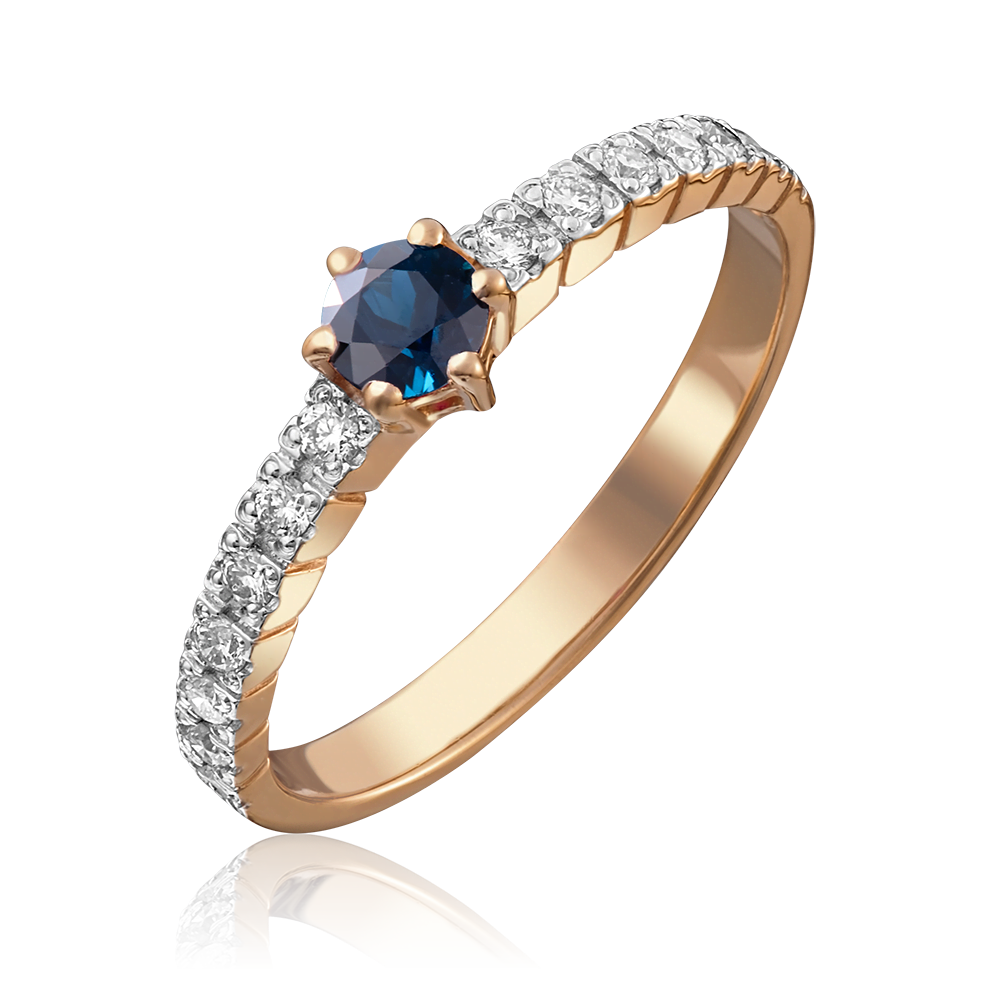 Кольцо из красного золота с сапфиром и бриллиантами 01-0383-00-105-1110-30