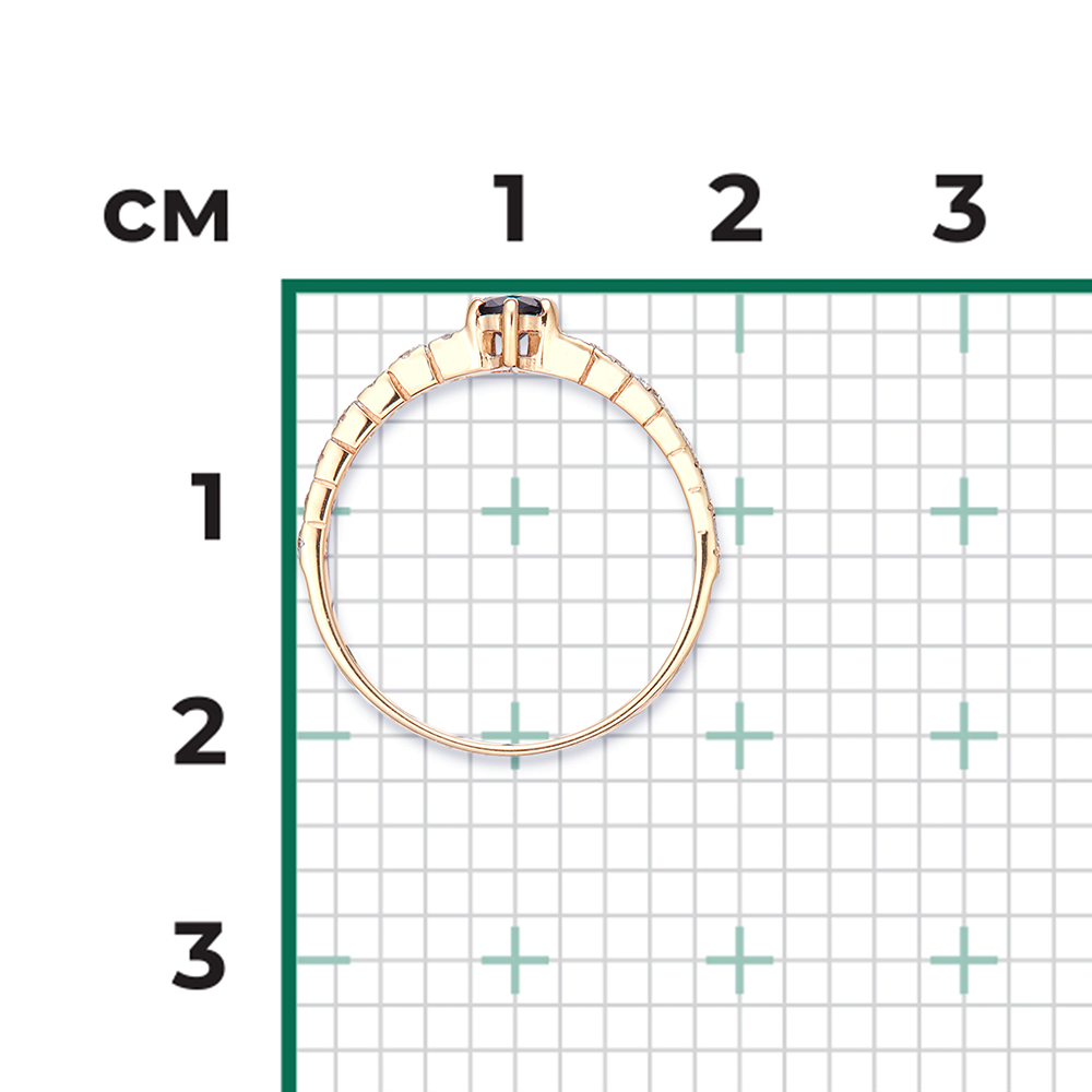 Кольцо из красного золота с сапфиром и бриллиантами 01-0383-00-105-1110-30