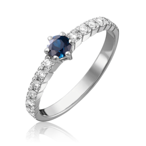 Кольцо из белого золота с сапфиром и бриллиантами 01-0384-00-105-1120-30