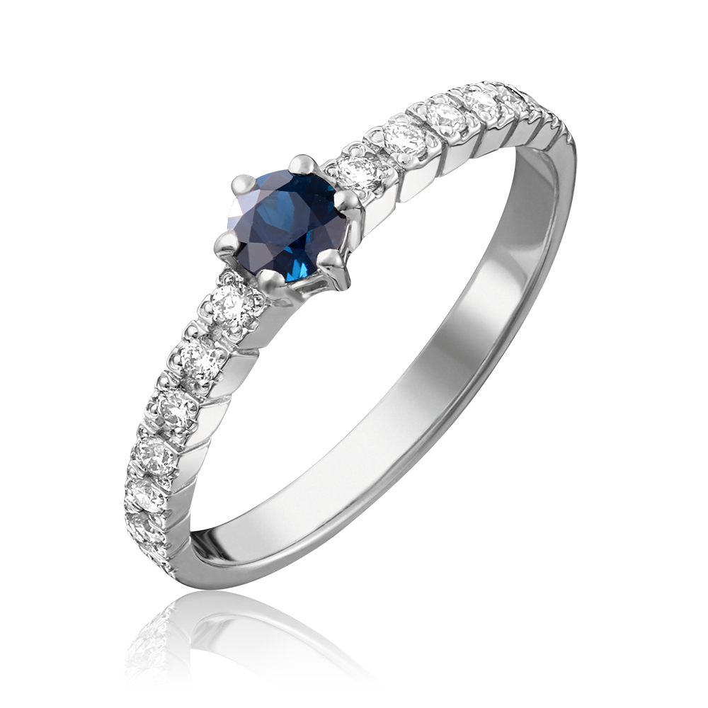 Кольцо из белого золота с сапфиром и бриллиантами 01-0384-00-105-1120-30