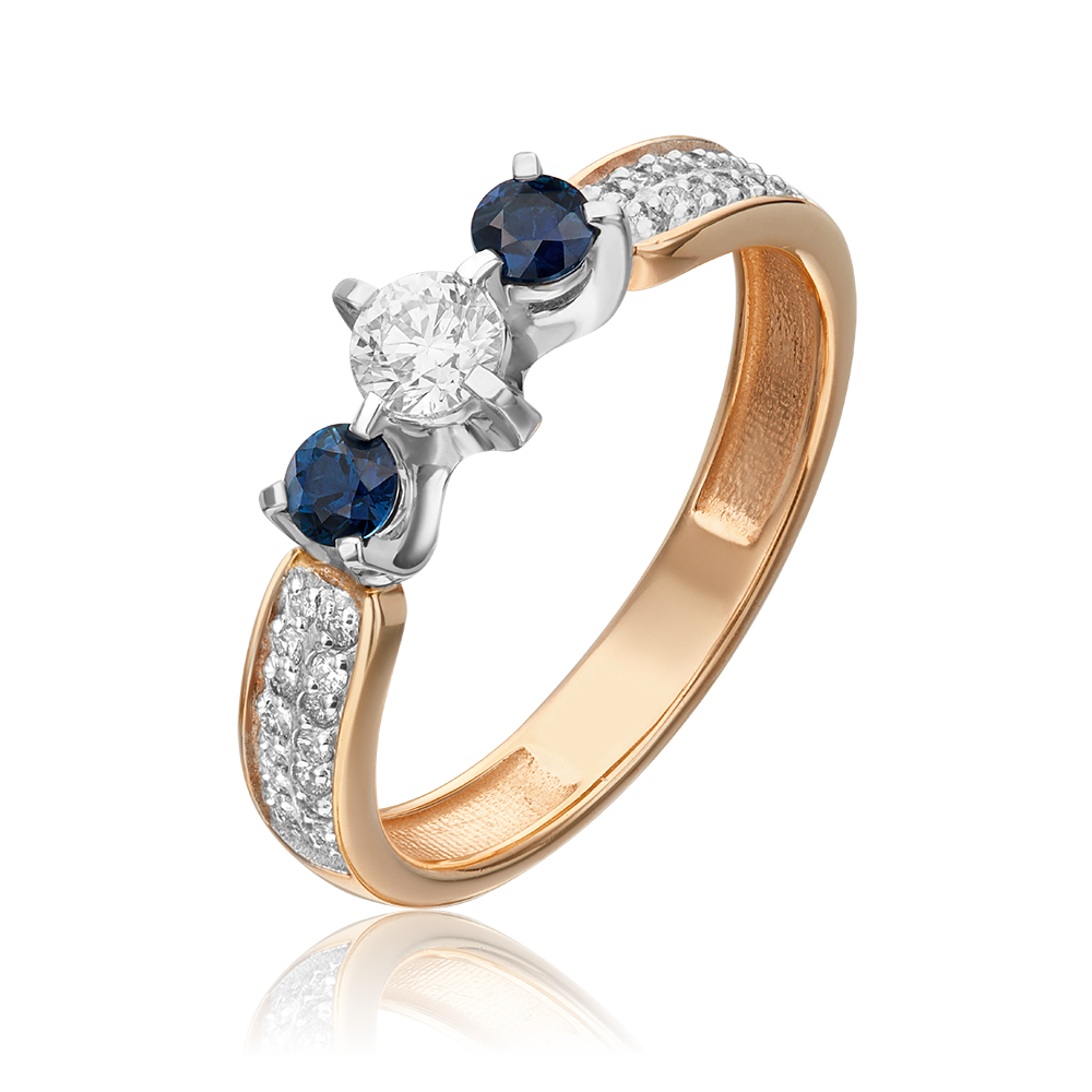 Кольцо из комбинированного золота с бриллиантами и сапфирами 01-0385-00-105-1111-30
