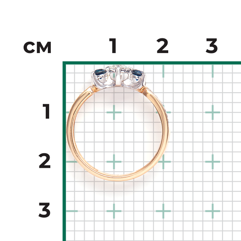 Кольцо из комбинированного золота с бриллиантами и сапфирами 01-0385-00-105-1111-30