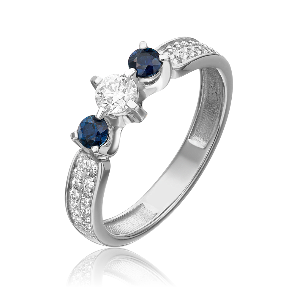 Кольцо из белого золота с бриллиантами и сапфирами 01-0386-00-105-1120-30