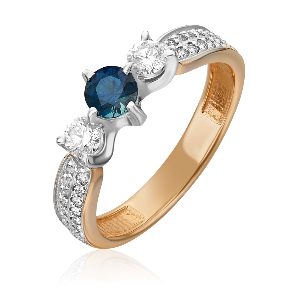 Кольцо из комбинированного золота с сапфиром и бриллиантами 01-0387-00-105-1111-30