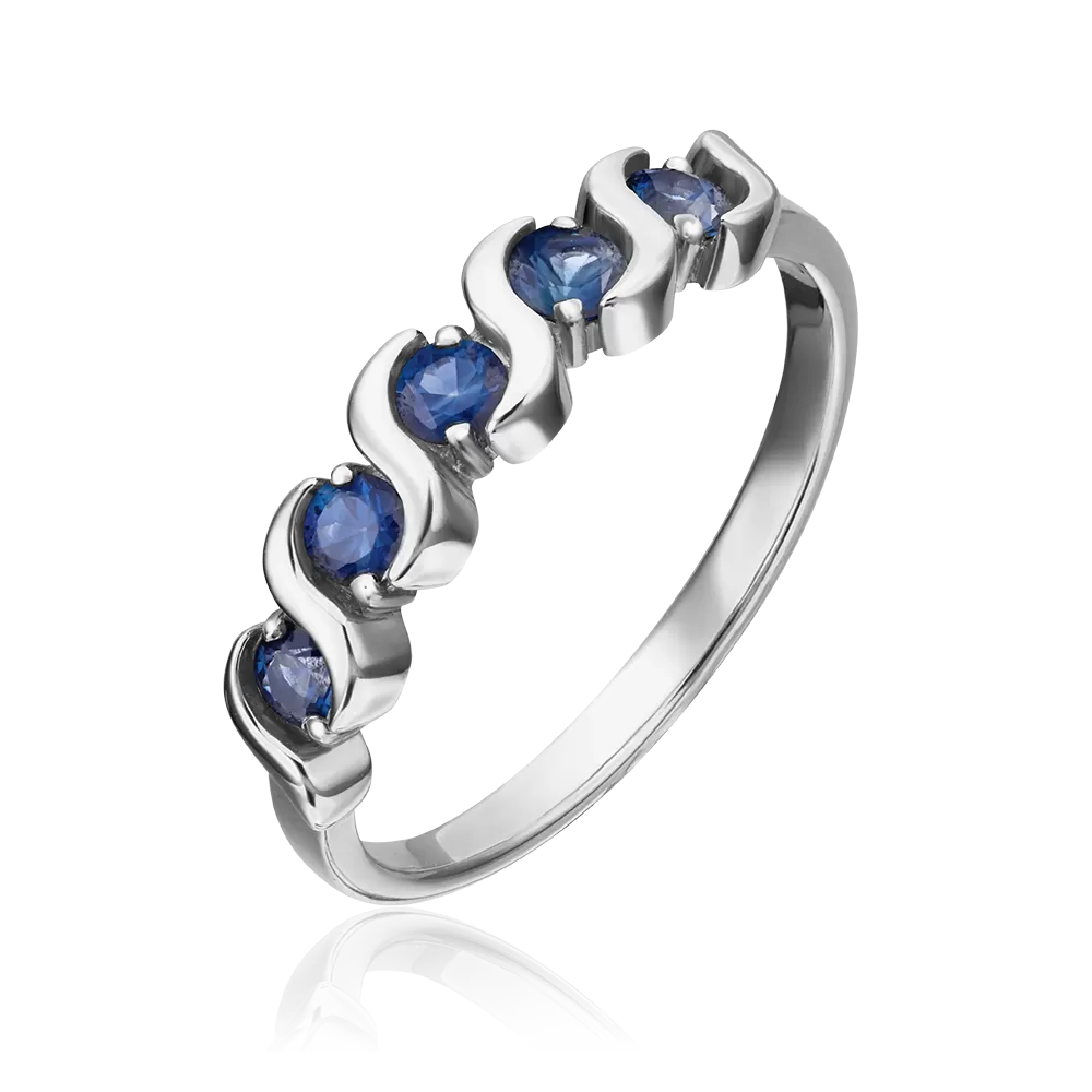 Кольцо из белого золота с сапфирами 01-0392-00-102-1120-30