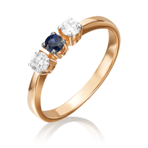 Кольцо из красного золота с бриллиантами и сапфиром 01-0393-00-105-1110-30