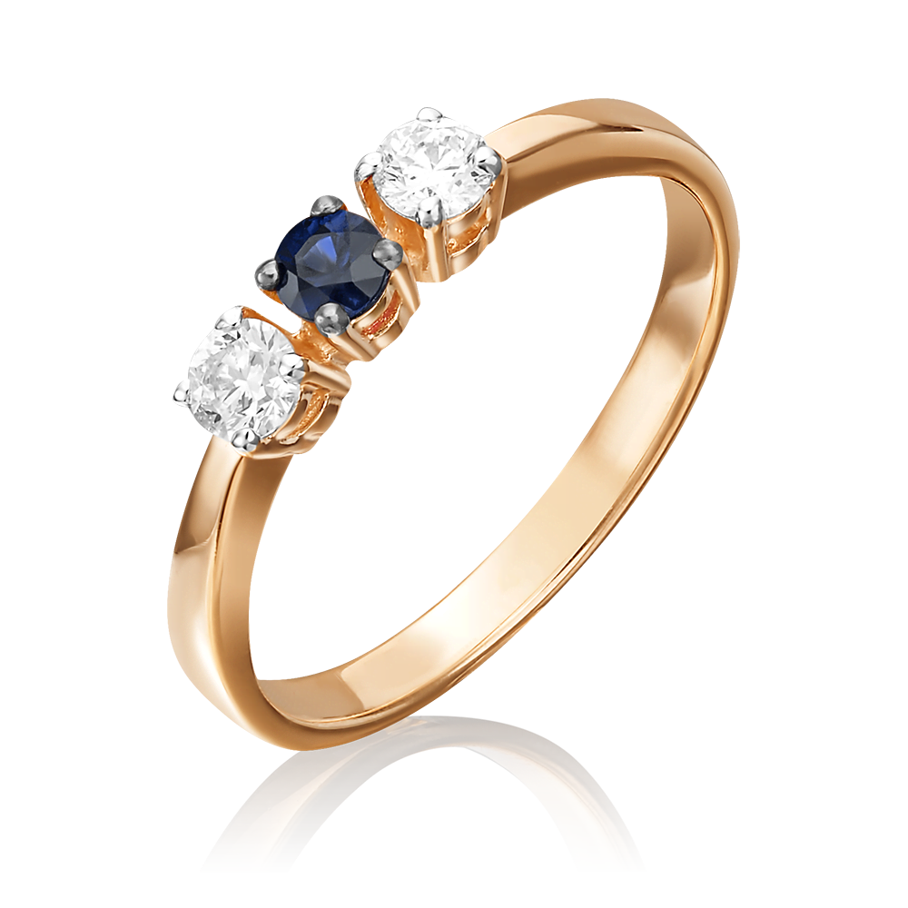 Кольцо из красного золота с бриллиантами и сапфиром 01-0393-00-105-1110-30