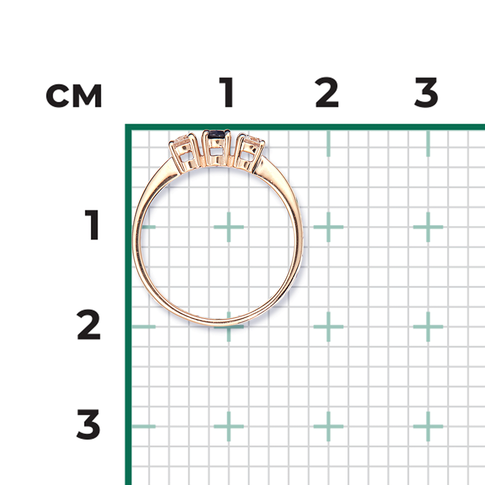 Кольцо из красного золота с бриллиантами и сапфиром 01-0393-00-105-1110-30