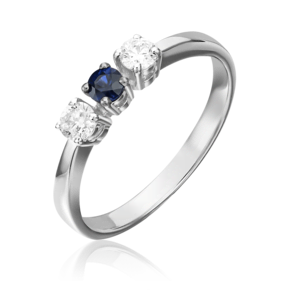 Кольцо из белого золота с бриллиантами и сапфиром 01-0394-00-105-1120-30
