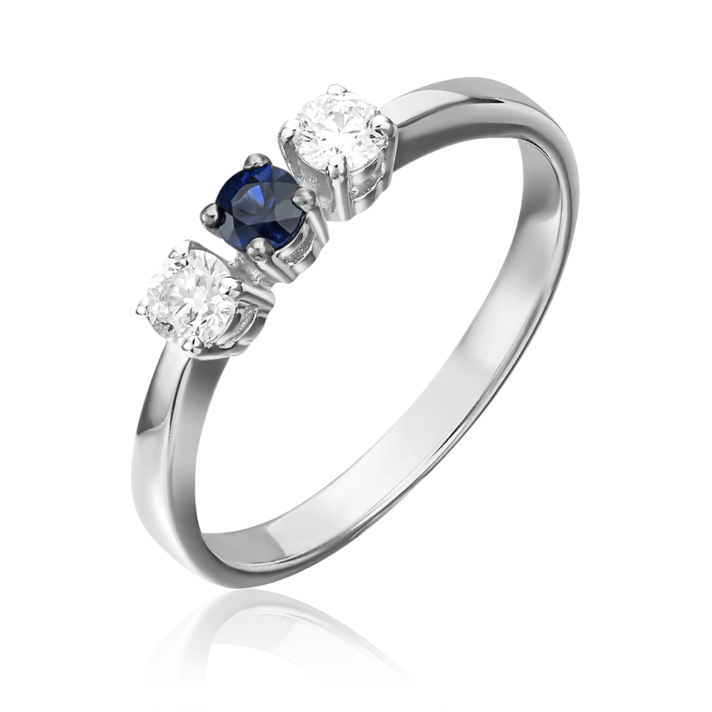 Кольцо из белого золота с бриллиантами и сапфиром 01-0394-00-105-1120-30