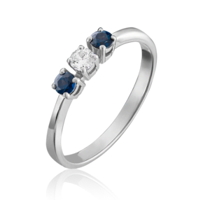 Кольцо из белого золота с бриллиантом и сапфирами 01-0396-00-105-1120-30