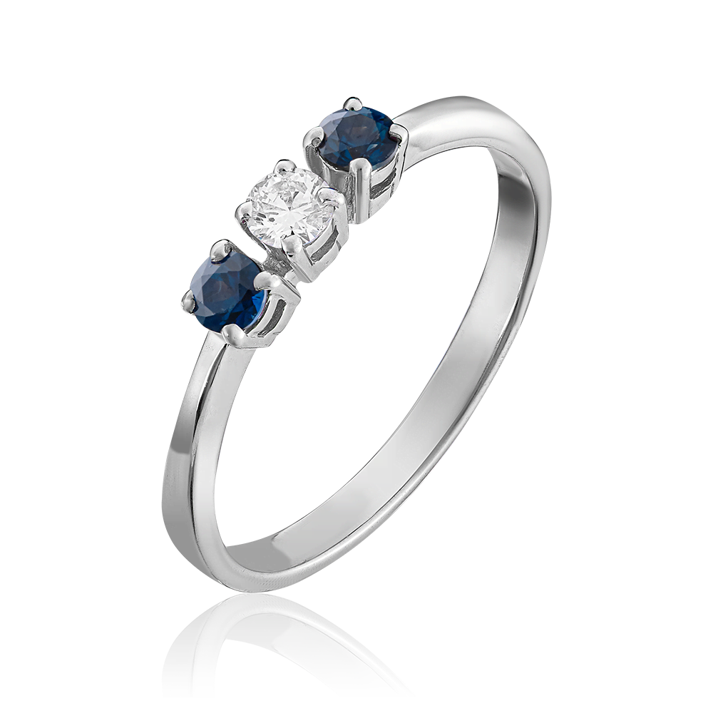 Кольцо из белого золота с бриллиантом и сапфирами 01-0396-00-105-1120-30