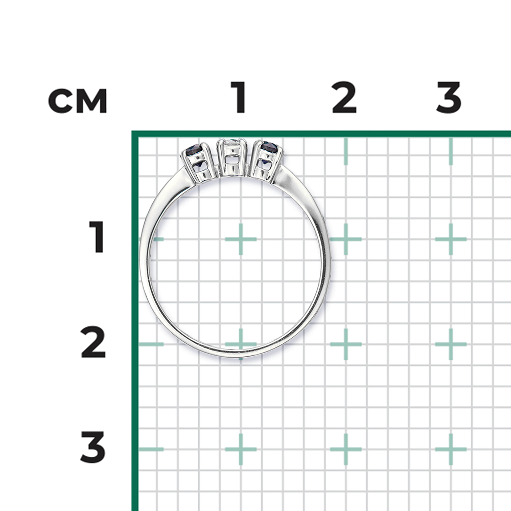 Кольцо из белого золота с бриллиантом и сапфирами 01-0396-00-105-1120-30