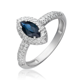 Кольцо из белого золота с сапфиром и бриллиантами 01-0398-00-105-1120-30