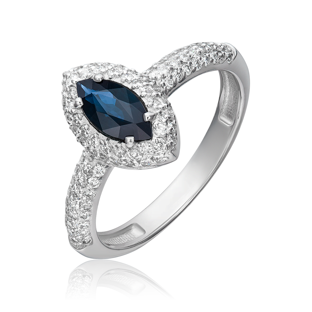 Кольцо из белого золота с сапфиром и бриллиантами 01-0398-00-105-1120-30