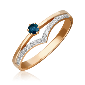 Кольцо из красного золота с сапфиром и бриллиантами 01-0405-00-105-1110-30