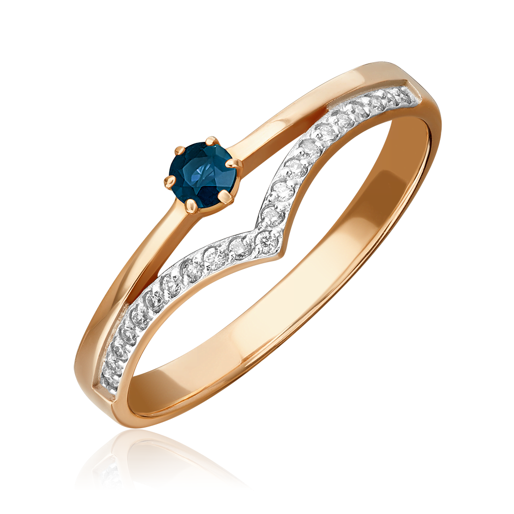 Кольцо из красного золота с сапфиром и бриллиантами 01-0405-00-105-1110-30