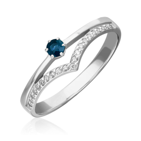 Кольцо из белого золота с сапфиром и бриллиантами 01-0406-00-105-1120-30