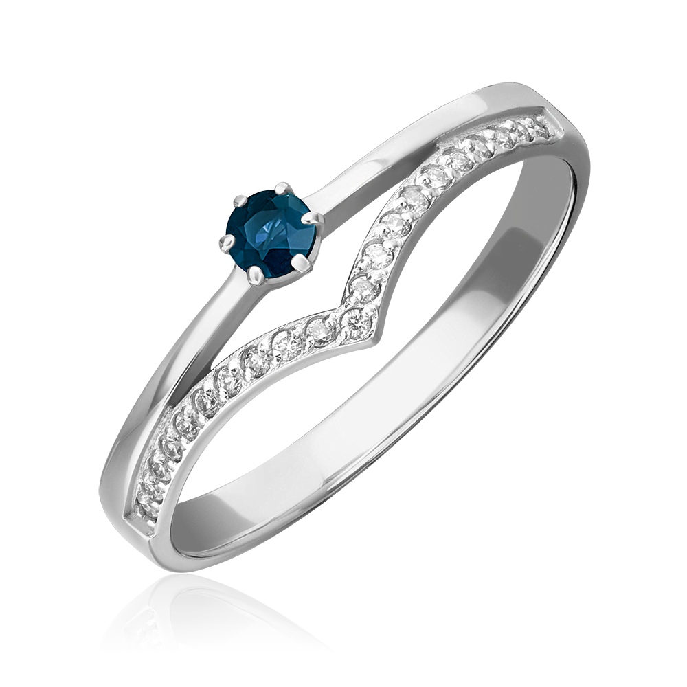 Кольцо из белого золота с сапфиром и бриллиантами 01-0406-00-105-1120-30