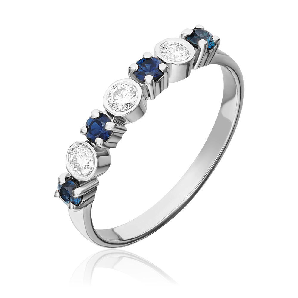 Кольцо из белого золота с бриллиантами и сапфирами 01-0416-00-105-1120-30