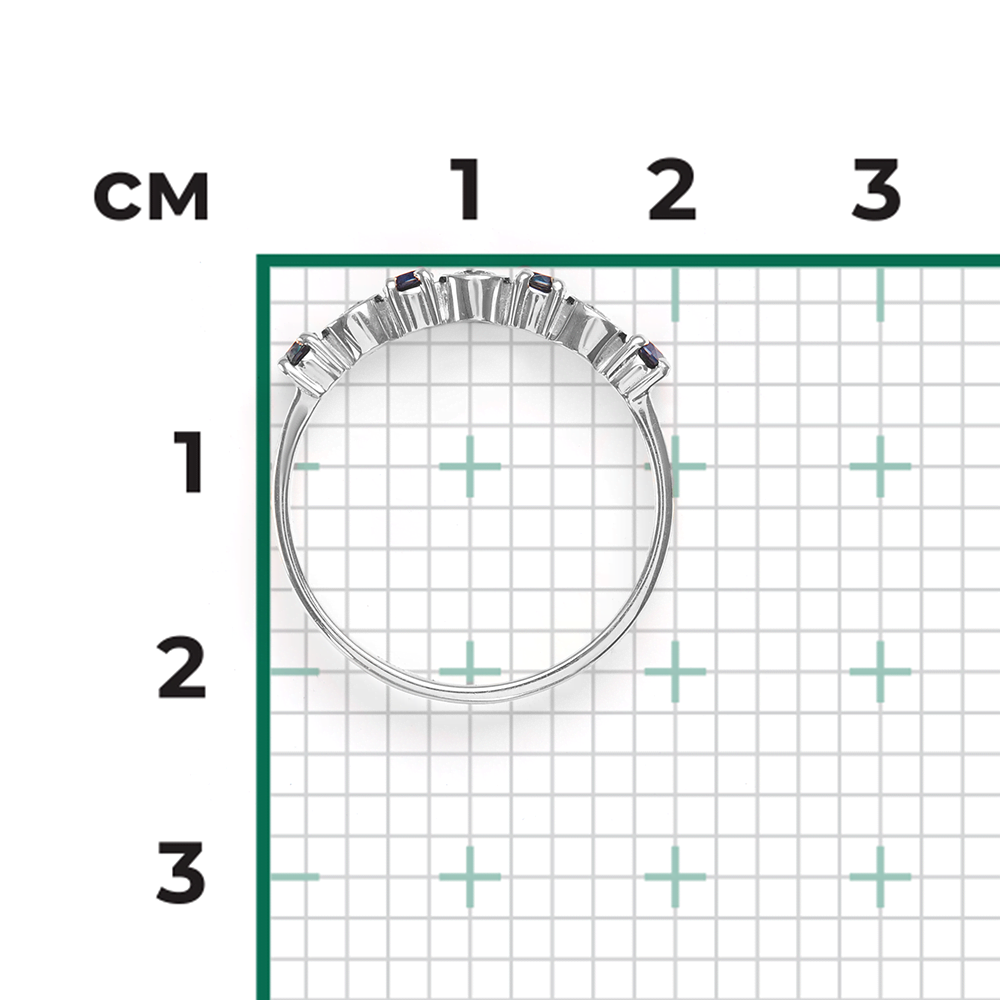 Кольцо из белого золота с бриллиантами и сапфирами 01-0416-00-105-1120-30