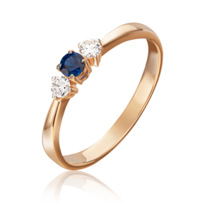 Кольцо из красного золота с сапфиром и бриллиантами 01-0427-00-105-1110-30