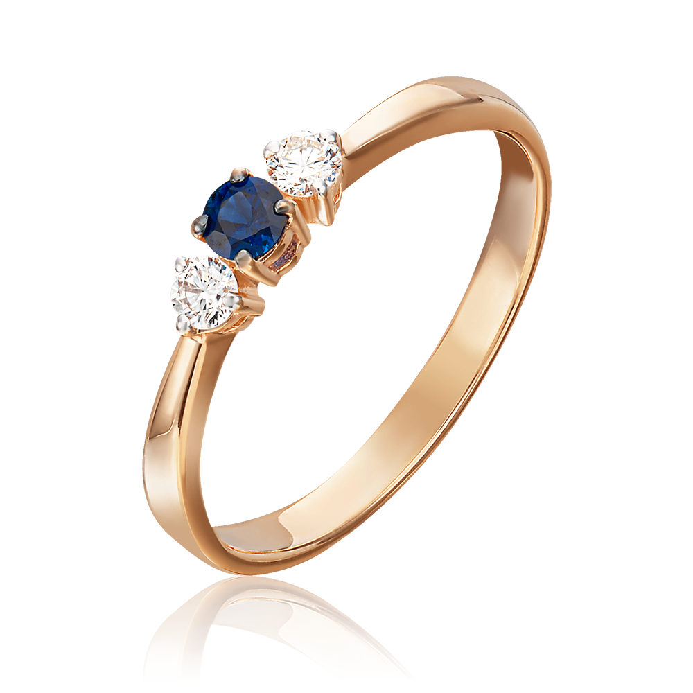 Кольцо из красного золота с сапфиром и бриллиантами 01-0427-00-105-1110-30