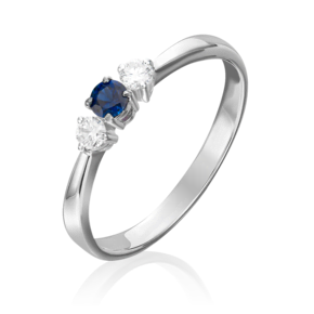 Кольцо из белого золота с сапфиром и бриллиантами 01-0428-00-105-1120-30